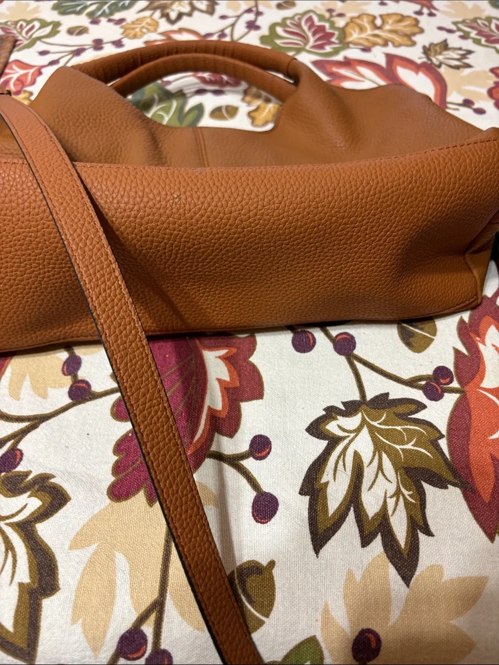 Bostanten Cognac Pebbled Leather Hobo with Top Handles like new